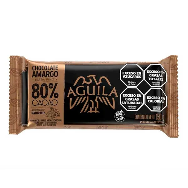 Chocolate Aguila 80% Cacao Tableta 150 Gr x 15u Sin Tacc - Imagen 2