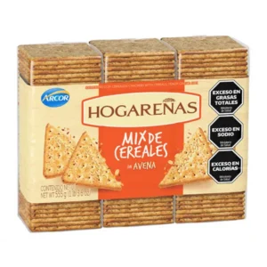 Galletitas Hogareñas Arcor Mix de Cereales Pack 3 x 185Gr Crackers