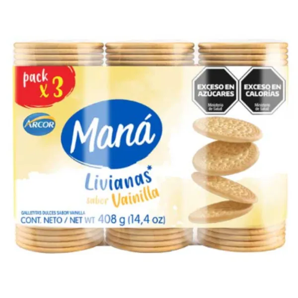 Galletitas Maná Vainilla Pack 408Gr