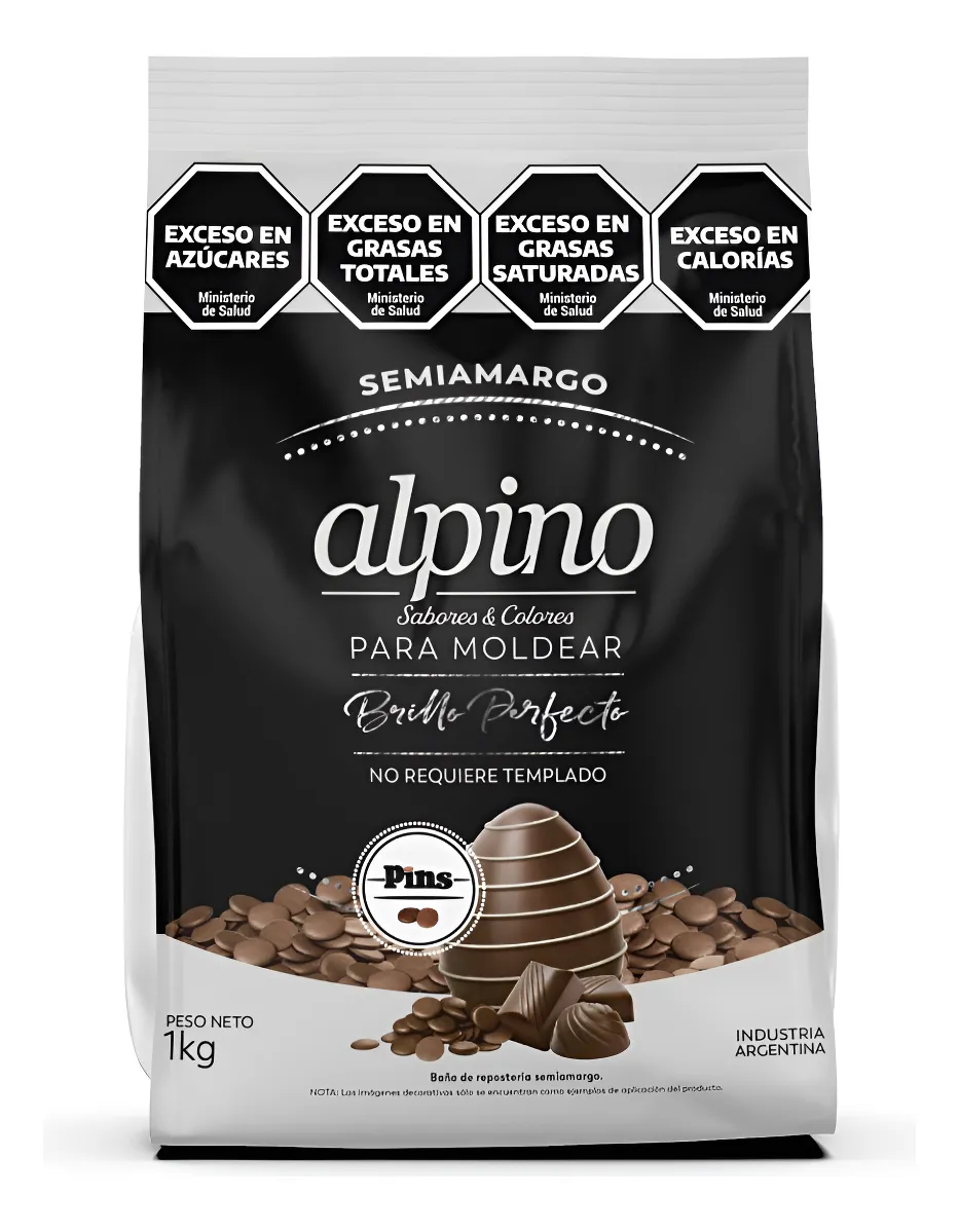 Chocolate Alpino Para Moldear Pins 1kg Semiamargo