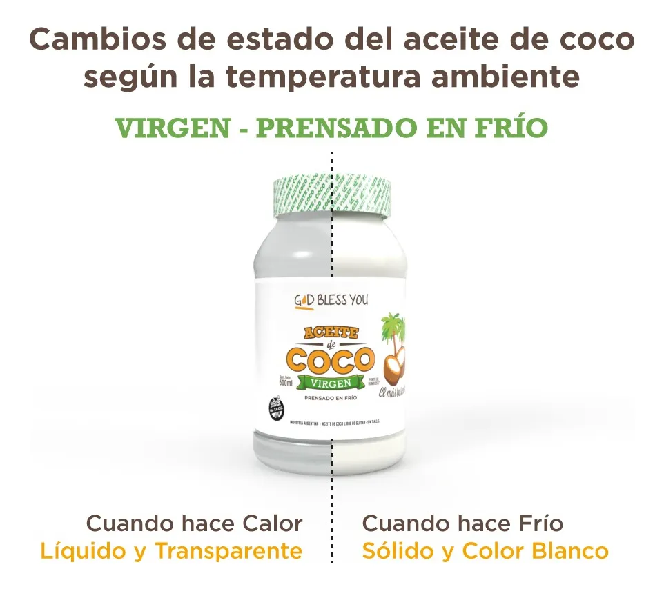 Aceite de Coco Good bless you Prensado en Frio 500ml Sin Tacc - Imagen 2