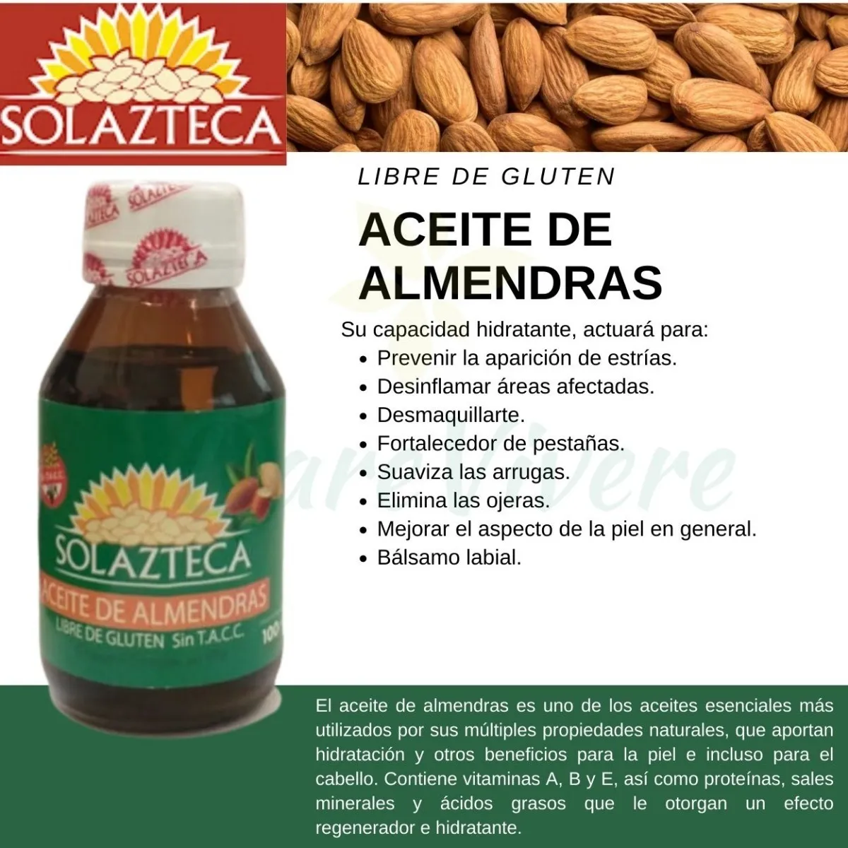 Aceite de Almendra Sol Azteca 100Cc Sin Tacc - Imagen 2