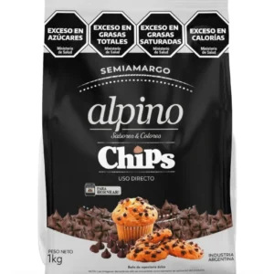 Chips De Chocolate Alpino Para Hornear 1kg Semiamargo