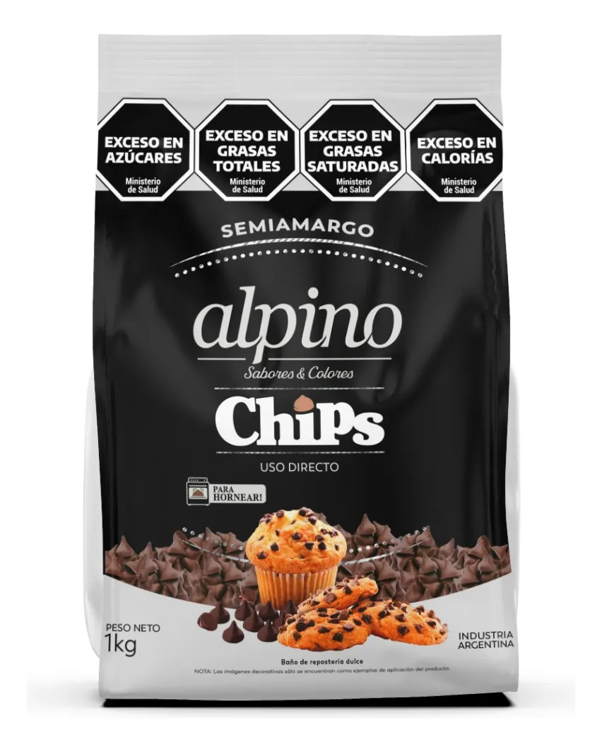 Chips De Chocolate Alpino Para Hornear 1kg Semiamargo x 6u - Imagen 2