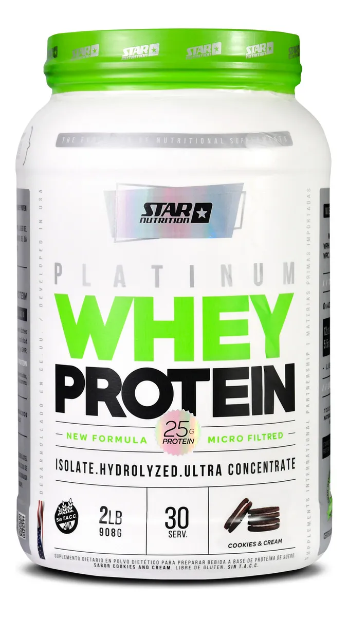 Whey Protein 908Gr Cookies and Cream Star Nutrition Sin Tacc