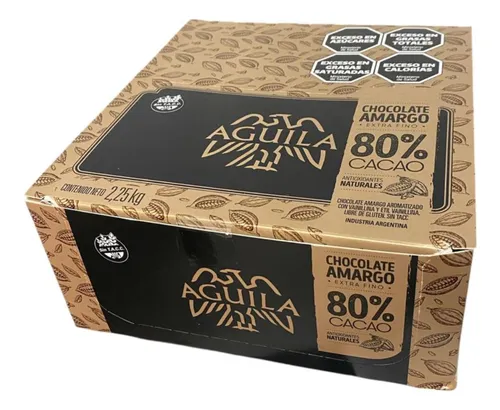 Chocolate Aguila 80% Cacao Tableta 150 Gr x 15u Sin Tacc