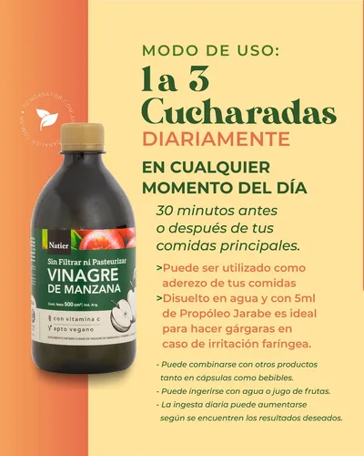 Vinagre de Sidra de Manzana 500Cm3 Natier Sin Tacc - Imagen 2