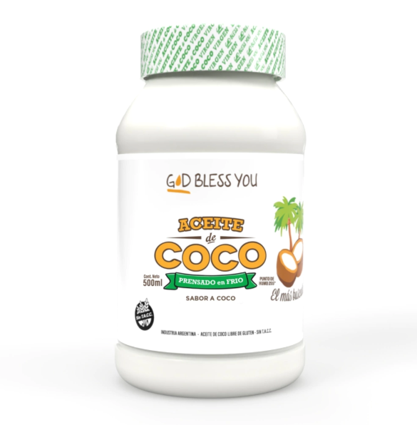 Aceite de Coco Good bless you Prensado en Frio 500ml Sin Tacc