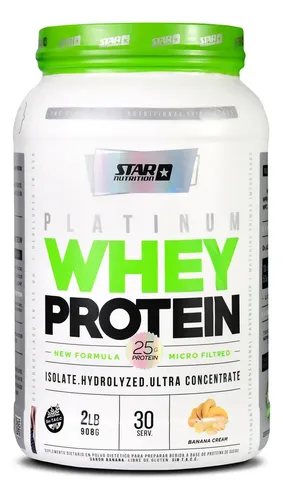 Whey Protein 908Gr Banana cream Star Nutrition Sin Tacc