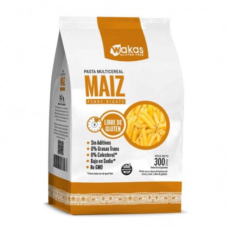 Pasta Multiceral Wakas Maiz 300Gr Penne Rigate x 12u Sin Tacc