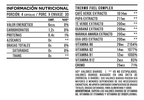 Thermo Fuel Max 120 Capsulas Star Nutrition - Imagen 2