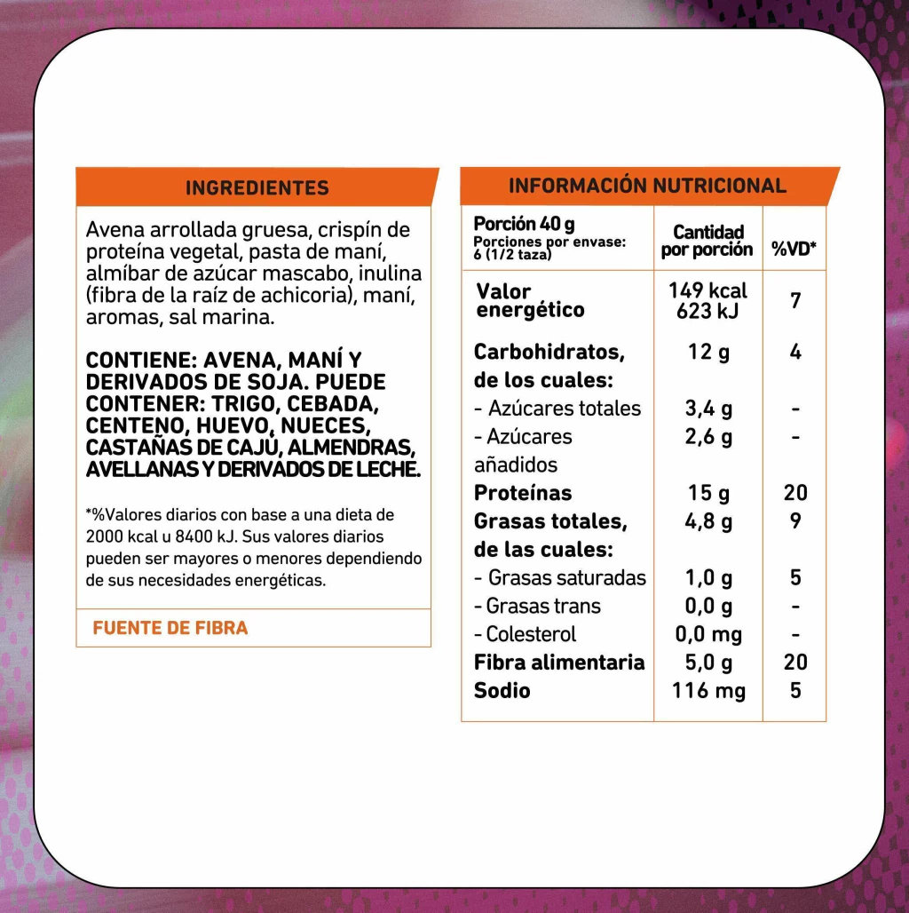 Granola Proteica Integra Pasta de Mani 250Gr - Imagen 2